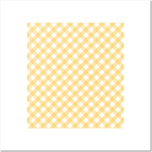 Yellow and White Check Gingham Plaid Posters and Art